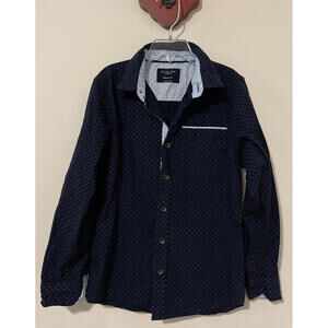Level Ten Boys Size 8 Blue Button-Up Collared Cotton Shirt! A6313
